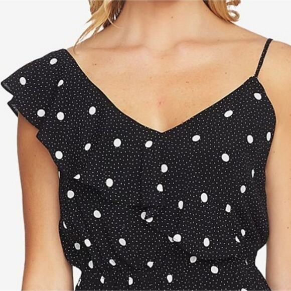 1. State Ruffled Polka Dot High Low Dress One Shoulder Midi Party Cocktail Small - Picture 2 of 16